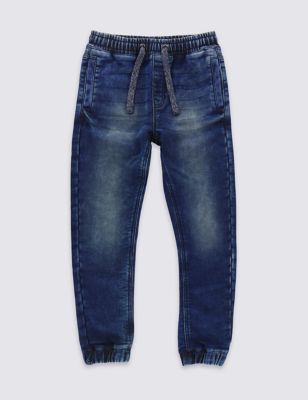 Cotton Rich Adjustable Waistband Denim Joggers &#40;5-14 Years&#41;